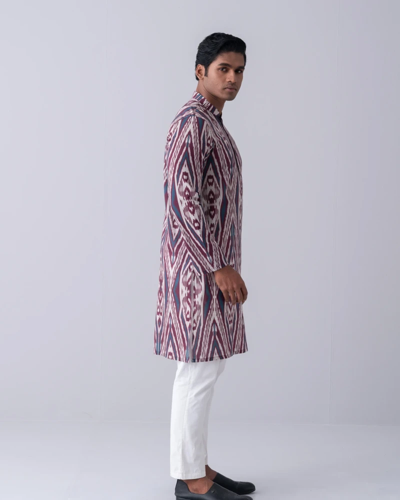 Regular Fit Printed Cotton Panjabi - Alternate view 2 showing  color