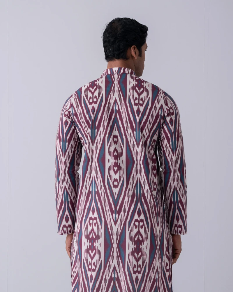 Regular Fit Printed Cotton Panjabi - Alternate view 1 showing  color