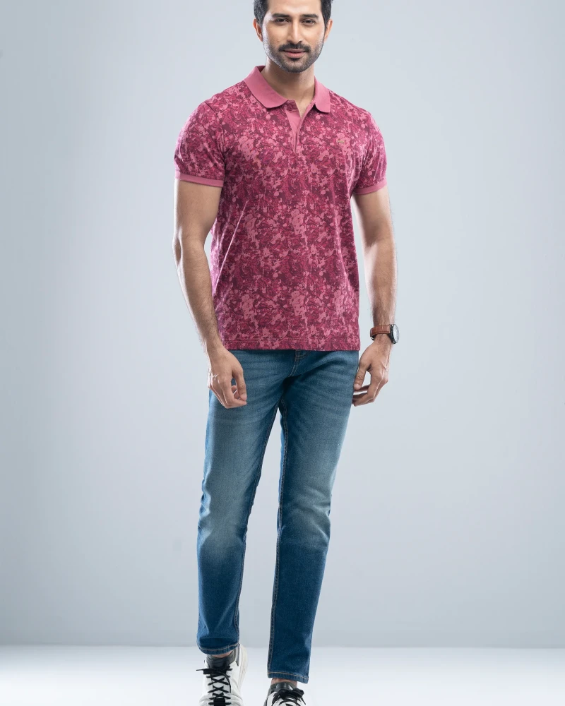 Regular Fit Printed Polo Shirt - Alternate view 3 showing  color