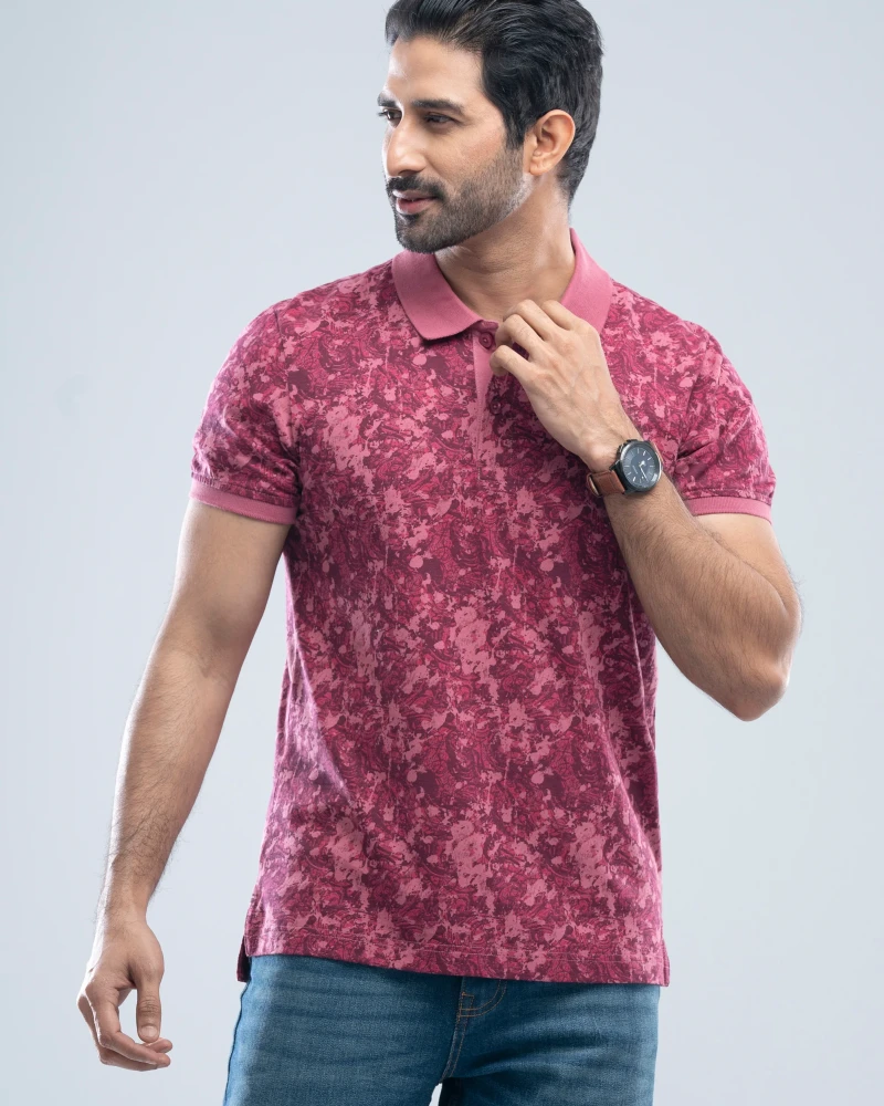 Regular Fit Printed Polo Shirt - Main view showing full design
