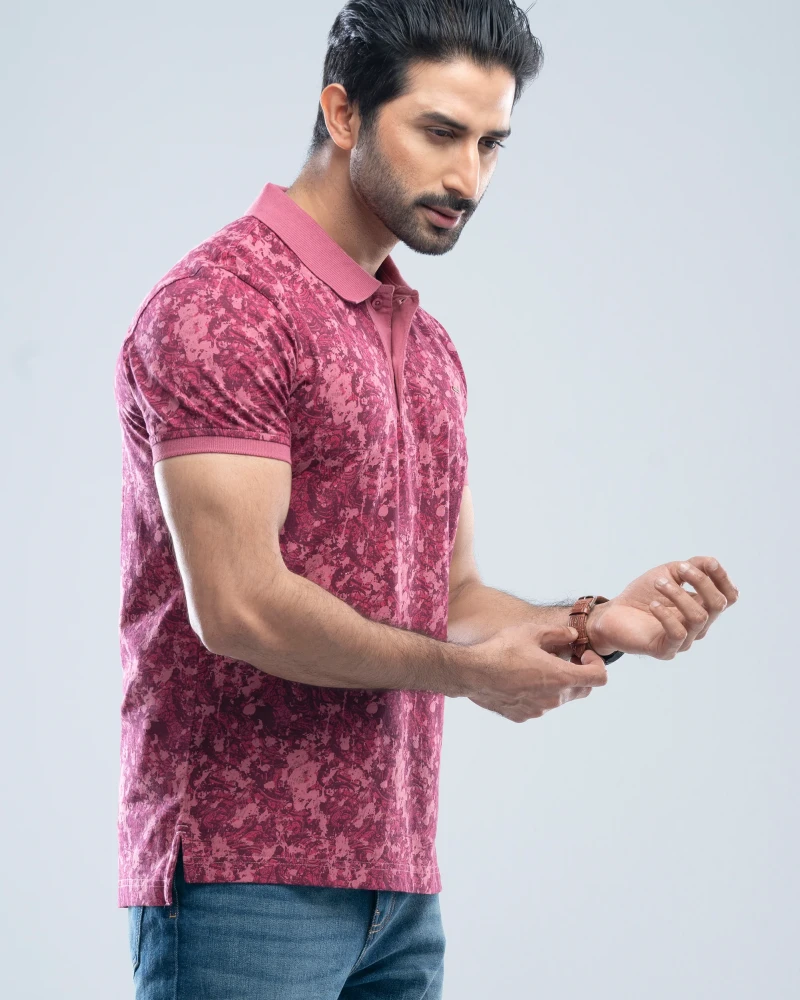 Regular Fit Printed Polo Shirt - Alternate view 1 showing  color