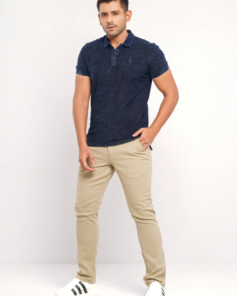 Regular Fit Indigo Polo Shirt - Alternate view 4 showing  color