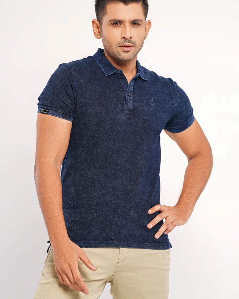 Regular Fit Indigo Polo Shirt - Alternate view 3 showing  color
