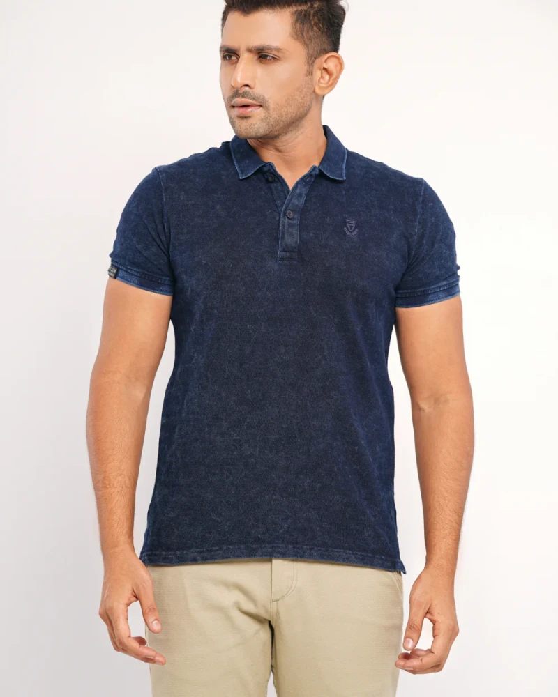 Regular Fit Indigo Polo Shirt - Alternate view 2 showing  color