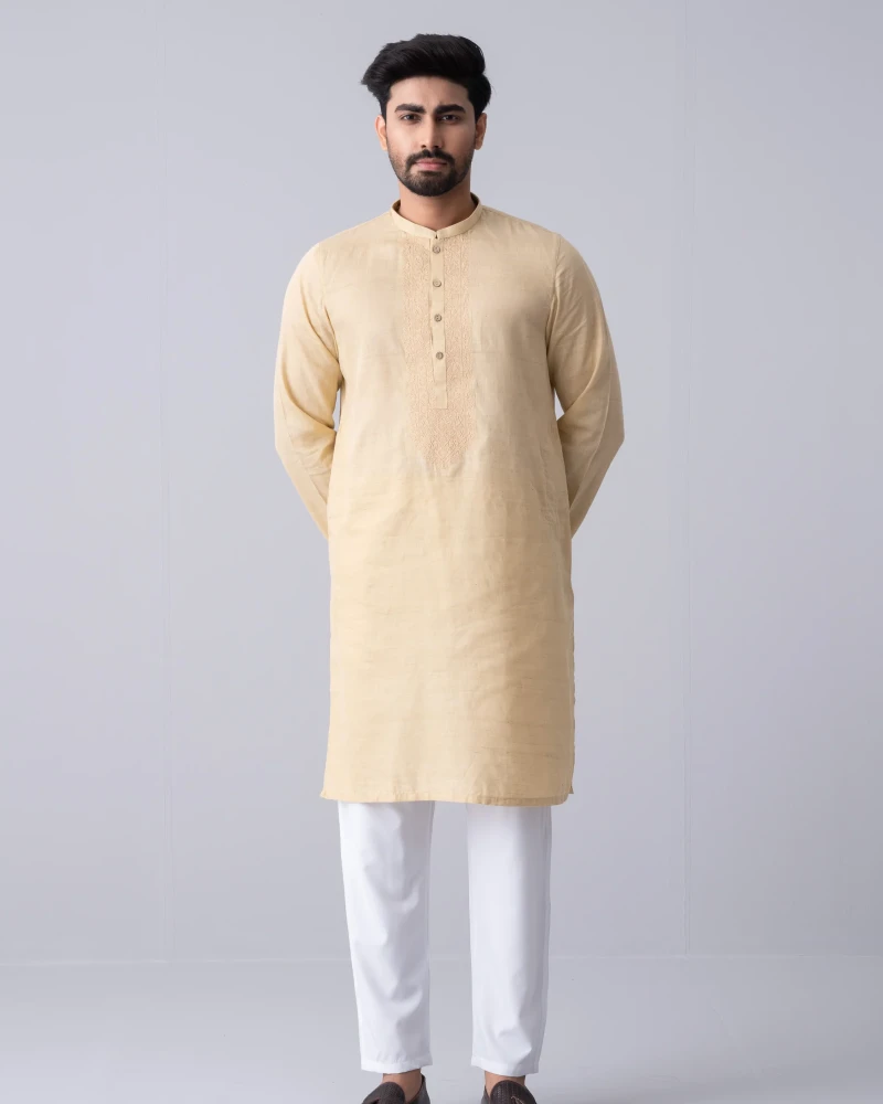 Regular Fit Embroidered Semi-Formal Panjabi - Alternate view 4 showing  color