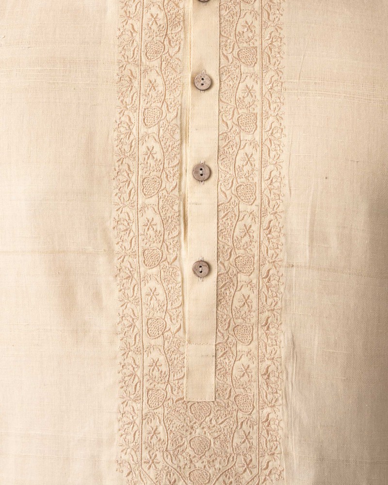 Regular Fit Embroidered Semi-Formal Panjabi - Alternate view 1 showing  color