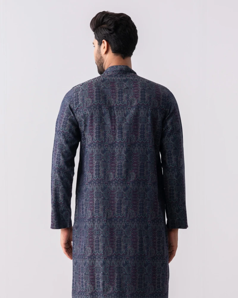 Regular Fit Jacquard Cotton Semi-Formal Panjabi - Alternate view 1 showing  color