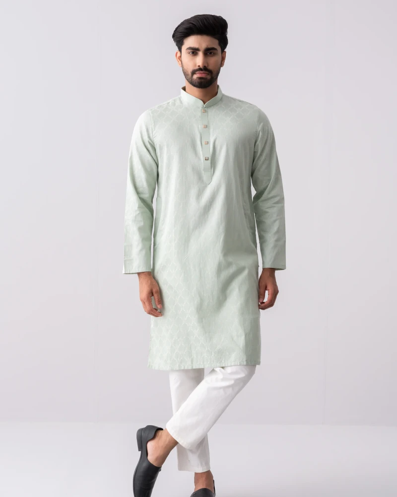 Panjabi Regular Fit Jacquard Cotton Semi-Formal Panjabi - Alternate view 3 showing  color