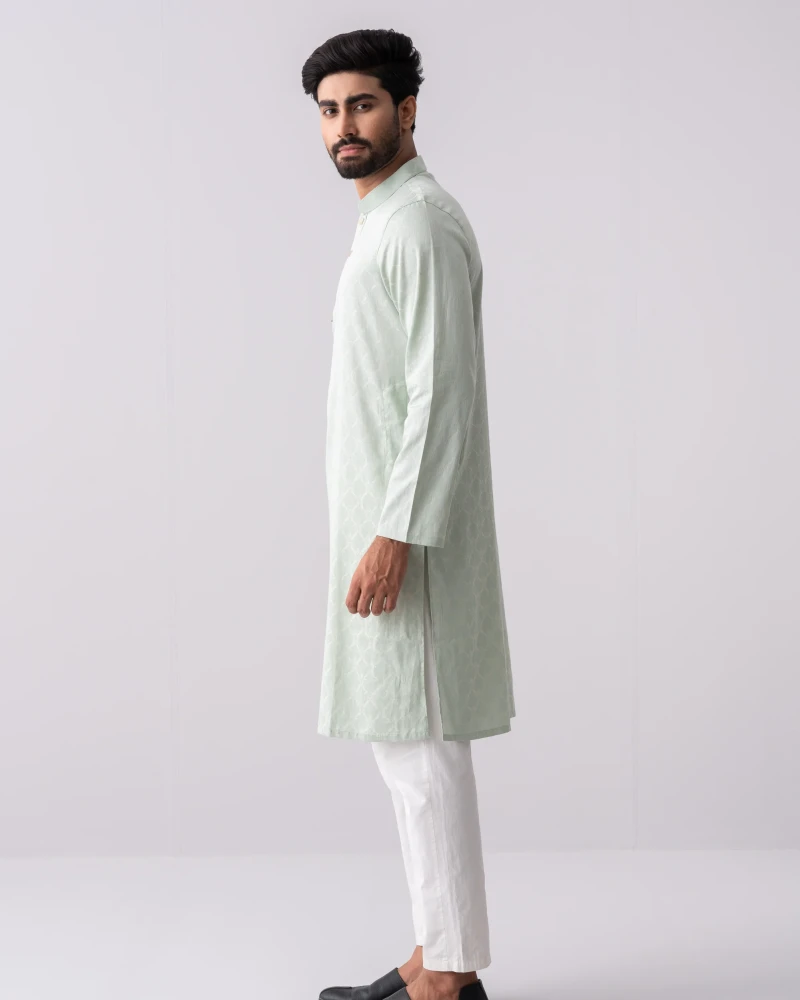 Panjabi Regular Fit Jacquard Cotton Semi-Formal Panjabi - Alternate view 2 showing  color